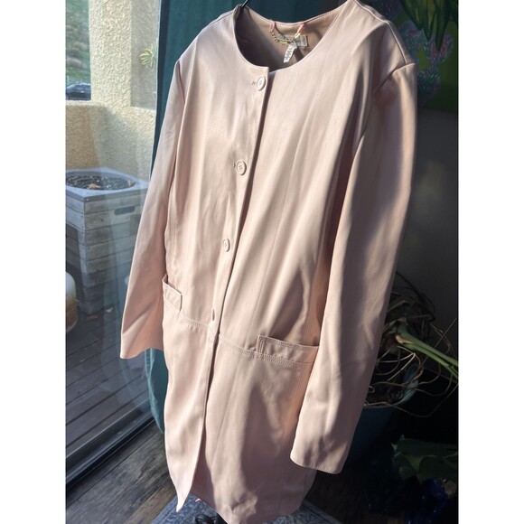 Calvin Klein PInk Faux Leather Jacket, Lined, Pockets Button up size L - Picture 5 of 6